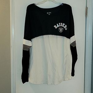 NFL Team Apparel Raiders Long Sleeve Shirt, 2X, Black amd White
